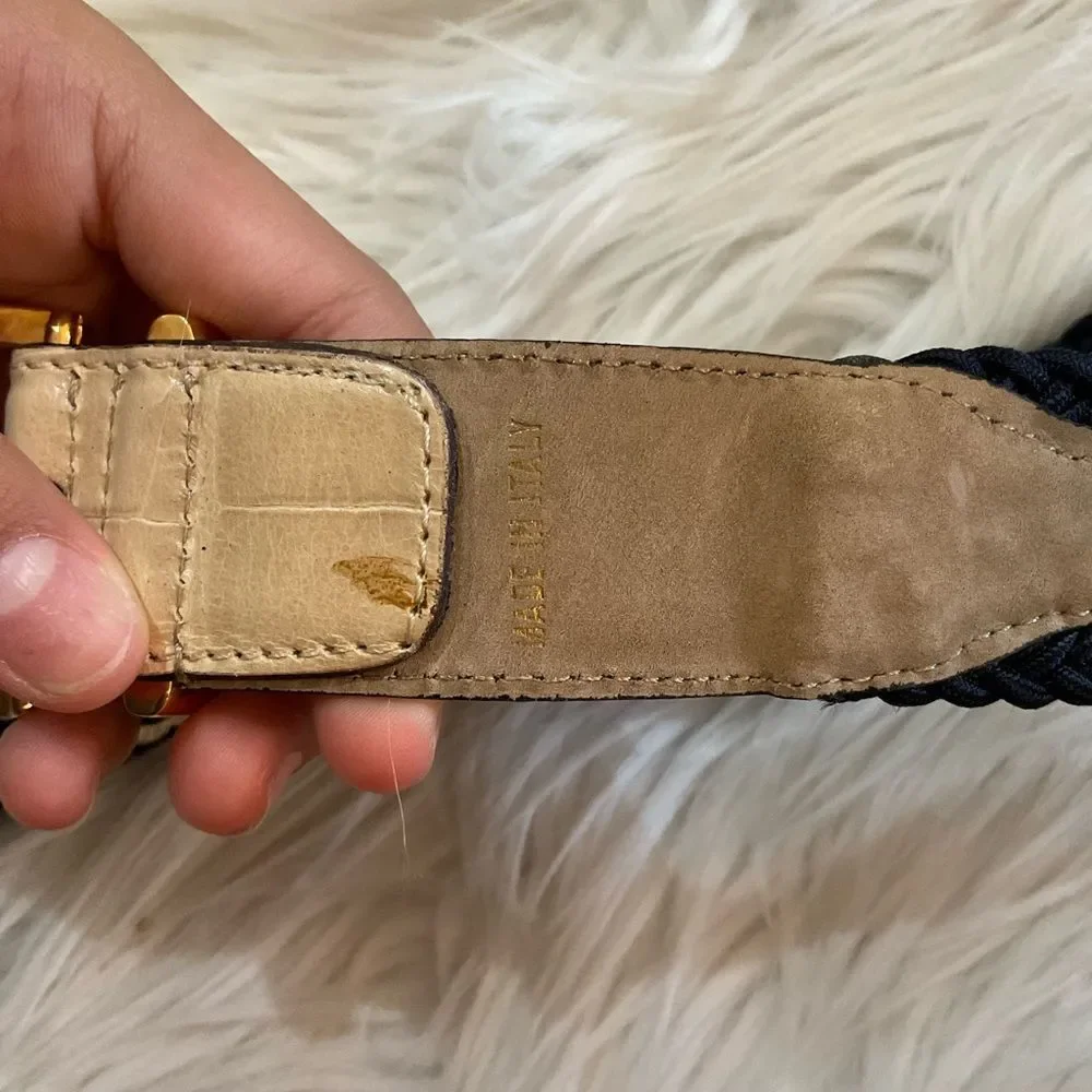 Vintage NAPOLEON Alligator Leather Woven Blend Made In Italy Belt 32